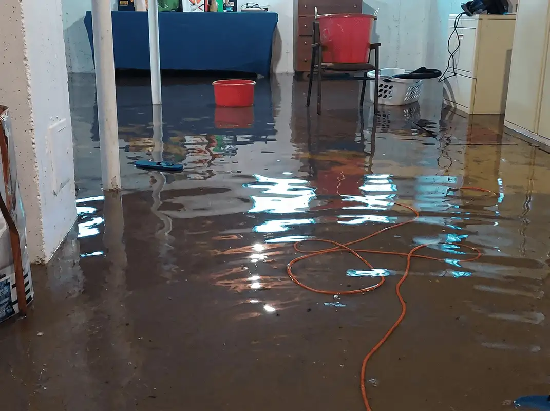 Basement with boiler, cabinets and washing machine completely flooded in Houston, TX